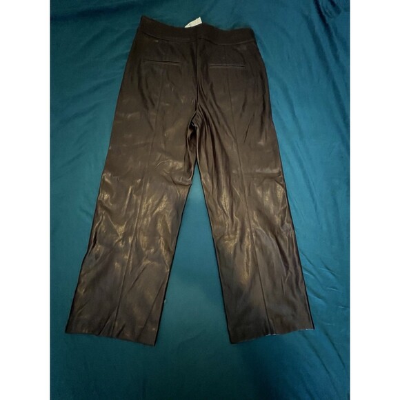 Ann Taylor Women’s Faux Leather Ankle Pants Size 4 NWT Wide Leg - Picture 6 of 8
